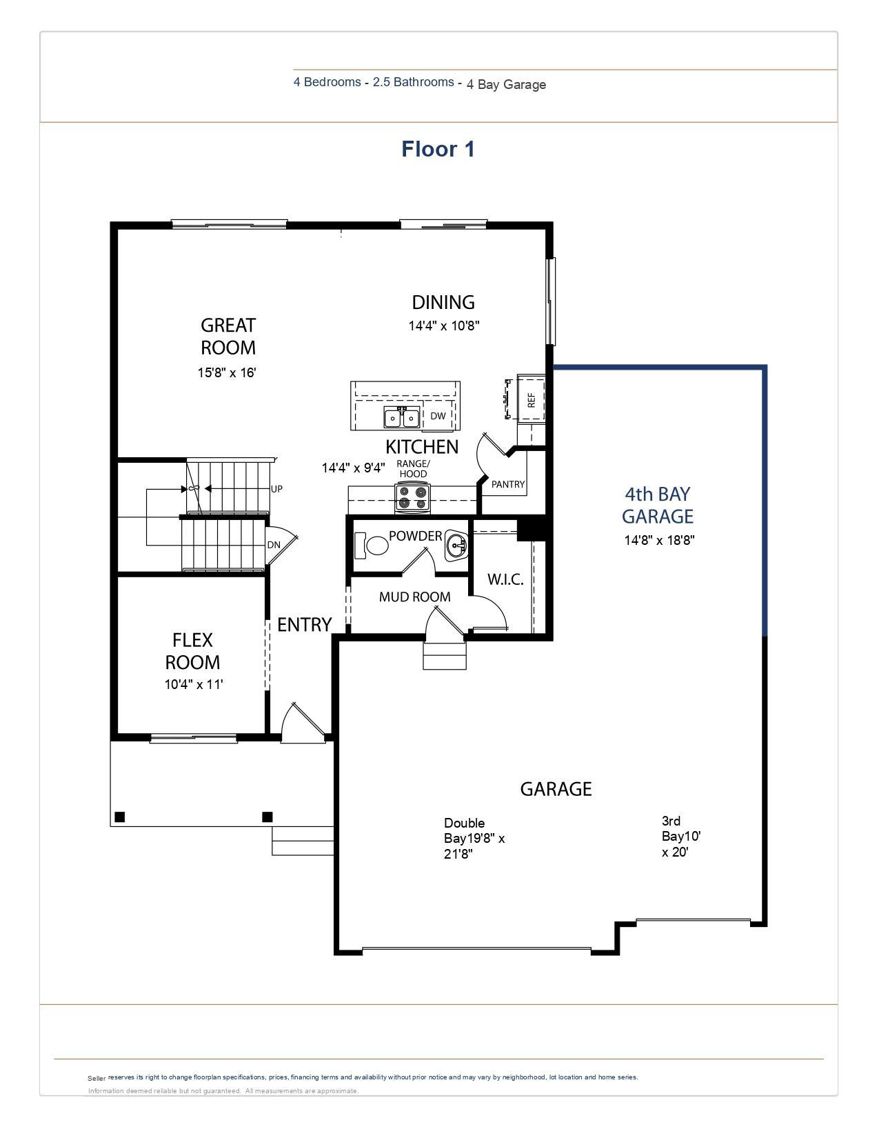 Main Level Floor Plan. All measurements are approximate.