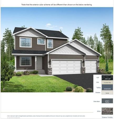 Exterior color portfolio details the exterior color scheme included and not shown on the rendering.