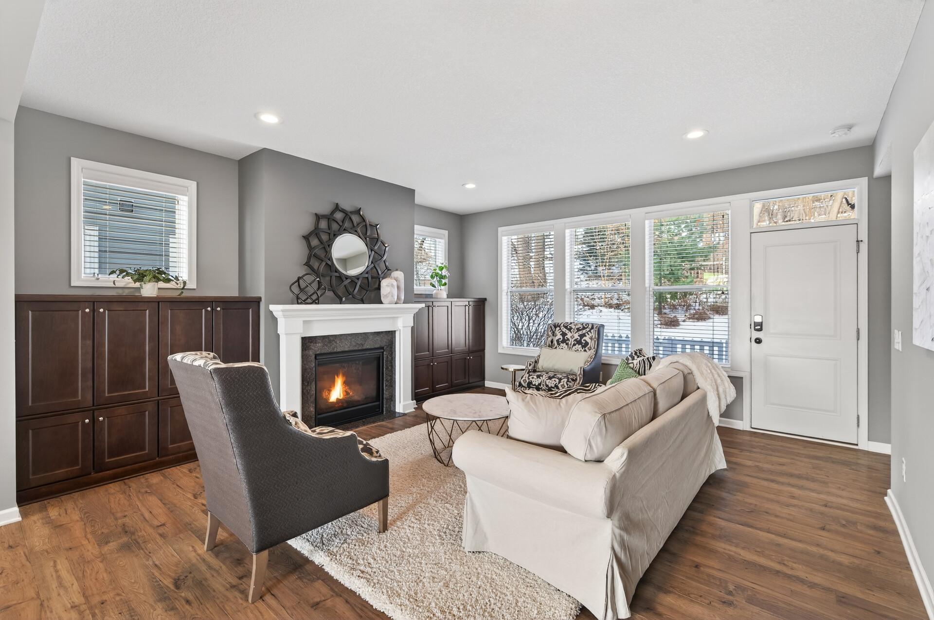 Gas fireplace makes this living room so cozy
