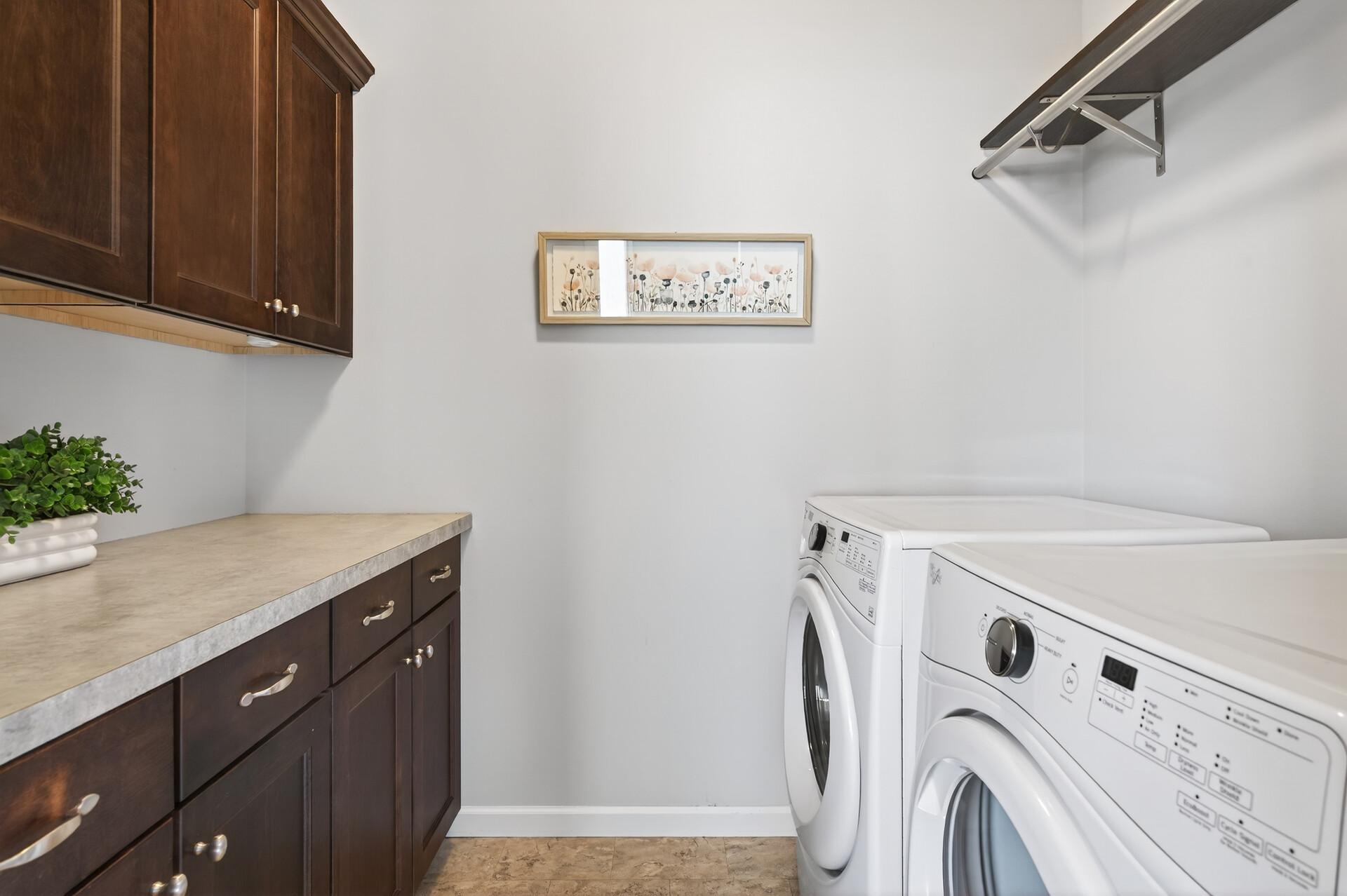 Laundry room is thoughtfully designed