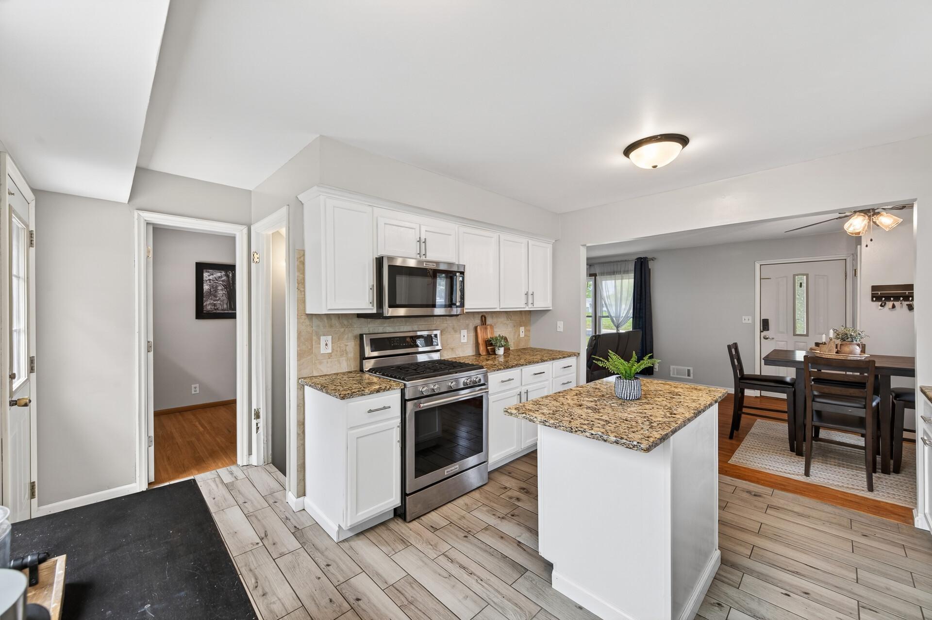 Kitchen with Center Island & Ample Cabinet Space