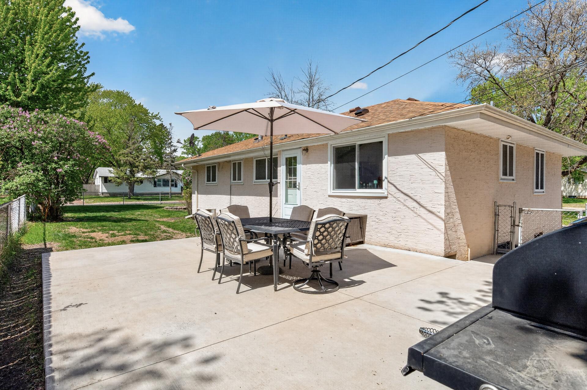 Huge Concrete Patio in Fenced Backyard