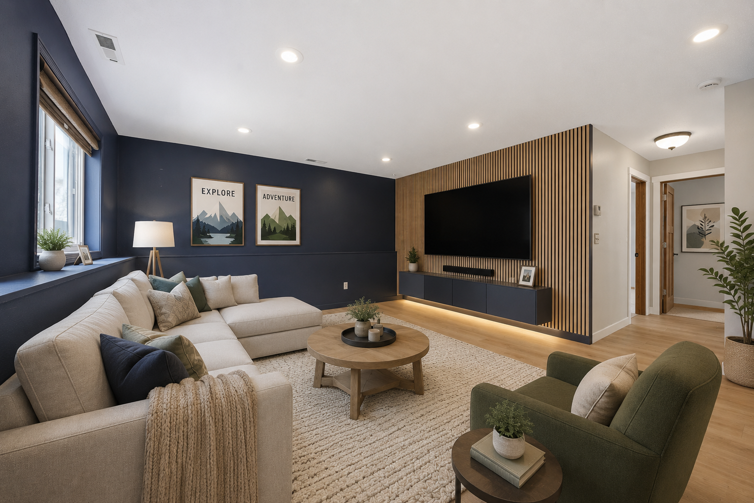 Digitally Staged Family Room - Lower Level