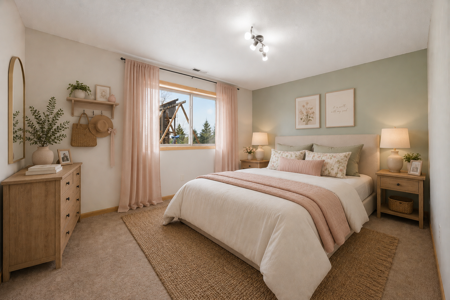 Digitally Staged Bedroom 3 - Lower Level