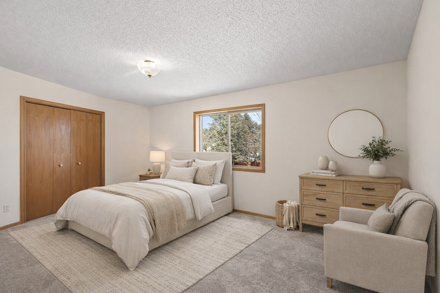 Bedroom virtually staged.