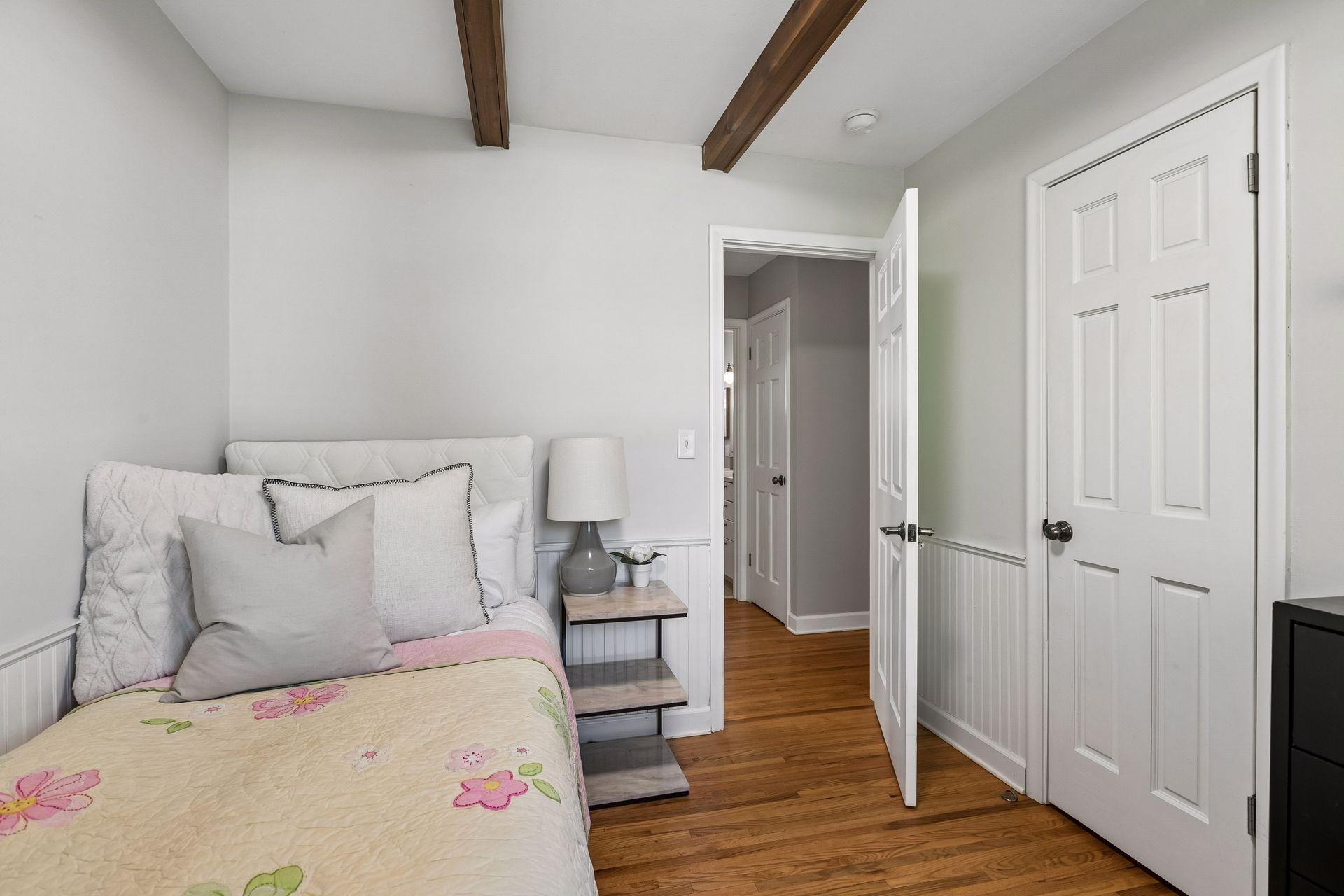 Charming beamed ceilings in the 3rd bedroom.