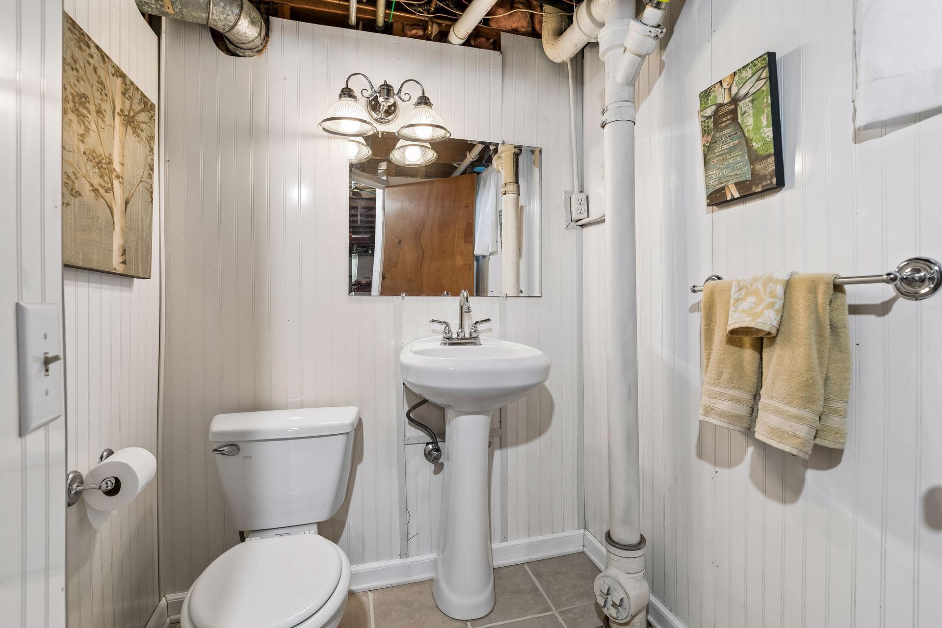 A view of the lower level bathroom.