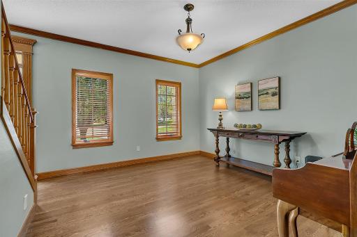 Off of the front entrance is a formal dining space for intimate meals.
