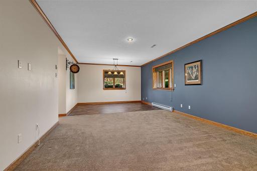 Make your way down to the lower level living.