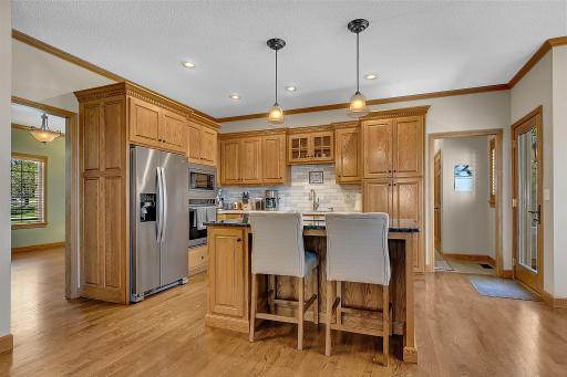 Stainless steel appliances throughout the kitchen.