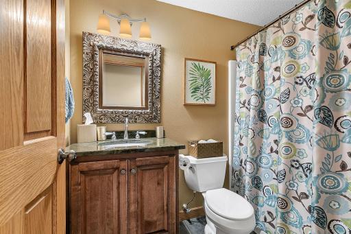 Another shared full bathroom in the basement.