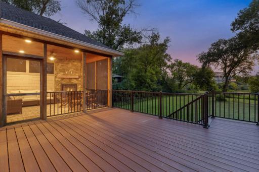 Maintenance free decking with stairway out to backyard