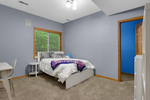 Private lower-level bedroom perfect for guests or a home gym.