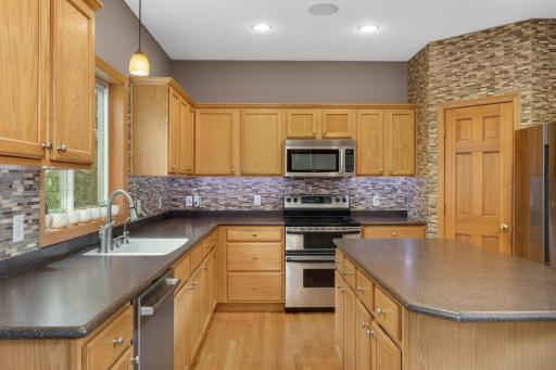 Spacious workspace ideal for meal prep and gatherings.