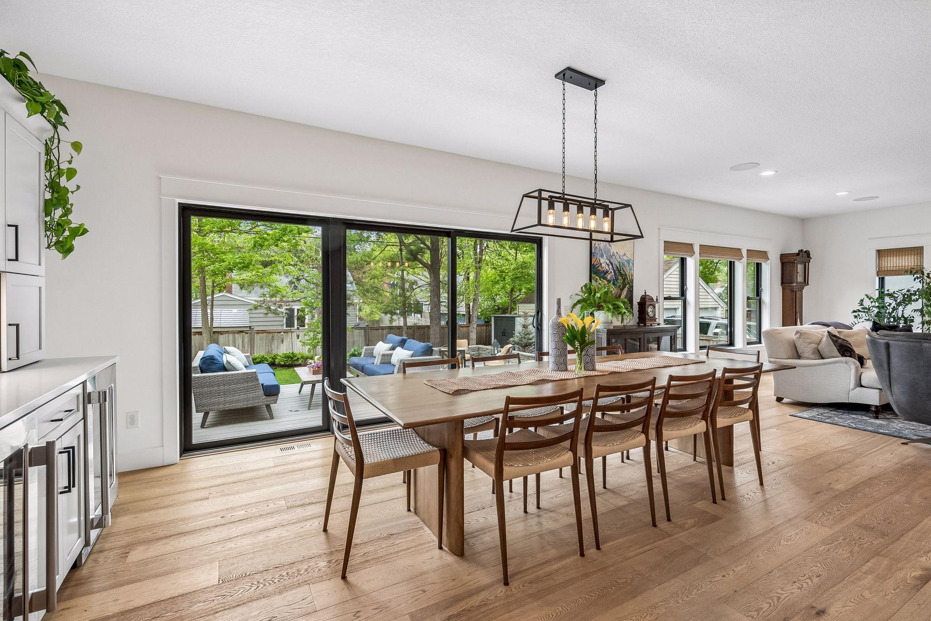 Dining area flows into outdoor living spaces