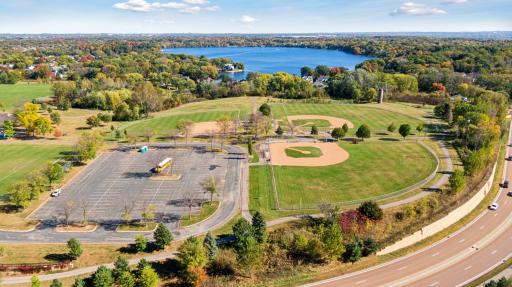 Explore the large park and Lake Riley just beyond.