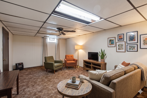 Lower level: family room (virtually staged)