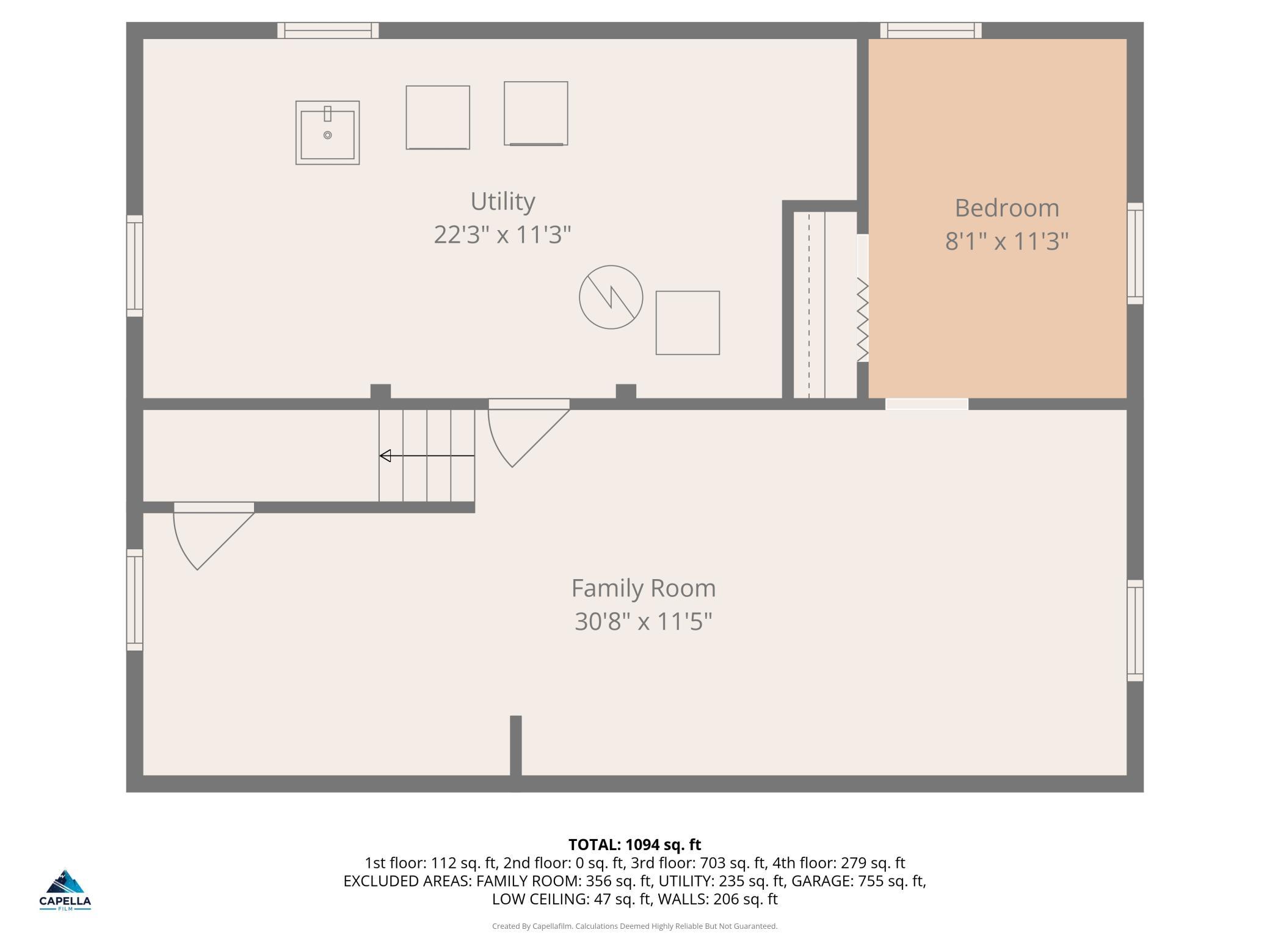 Lower level floor plan
