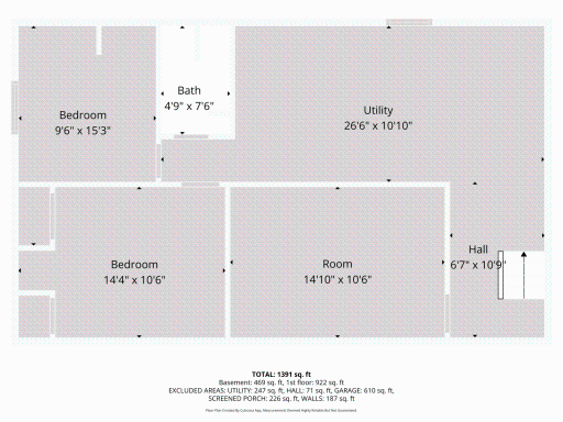 Lower Level Floor Plan - Bedrooms are Non-conforming