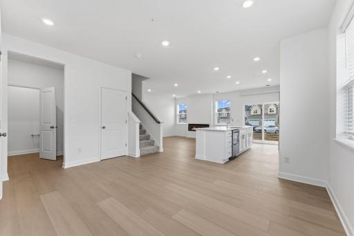 Sharing space with the kitchen, the modern dining area is great for serving piping-hot meals during intimate family dinners and holiday parties.