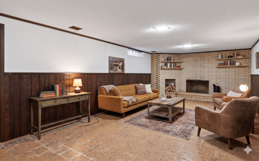 Lower level: family room (virtually staged)