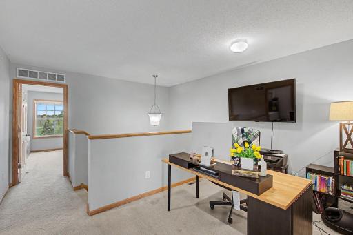 Upper level loft is conveniently located at the top of the staircase and central to the 3 bedrooms