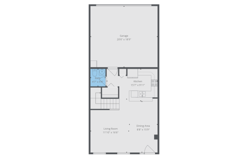 Main level floor plan offers open concept with tall ceilings, large picture windows, granite counter tops in the kitchen with eat-in bar, dining room, living room, a 2-car garage, and guest bath
