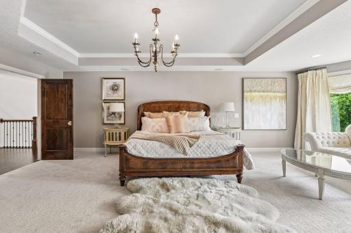 Pamper yourself at the end of the day in your primary suite with double door entry. Views of the private backyard as well to take the outside nature feel indoors.