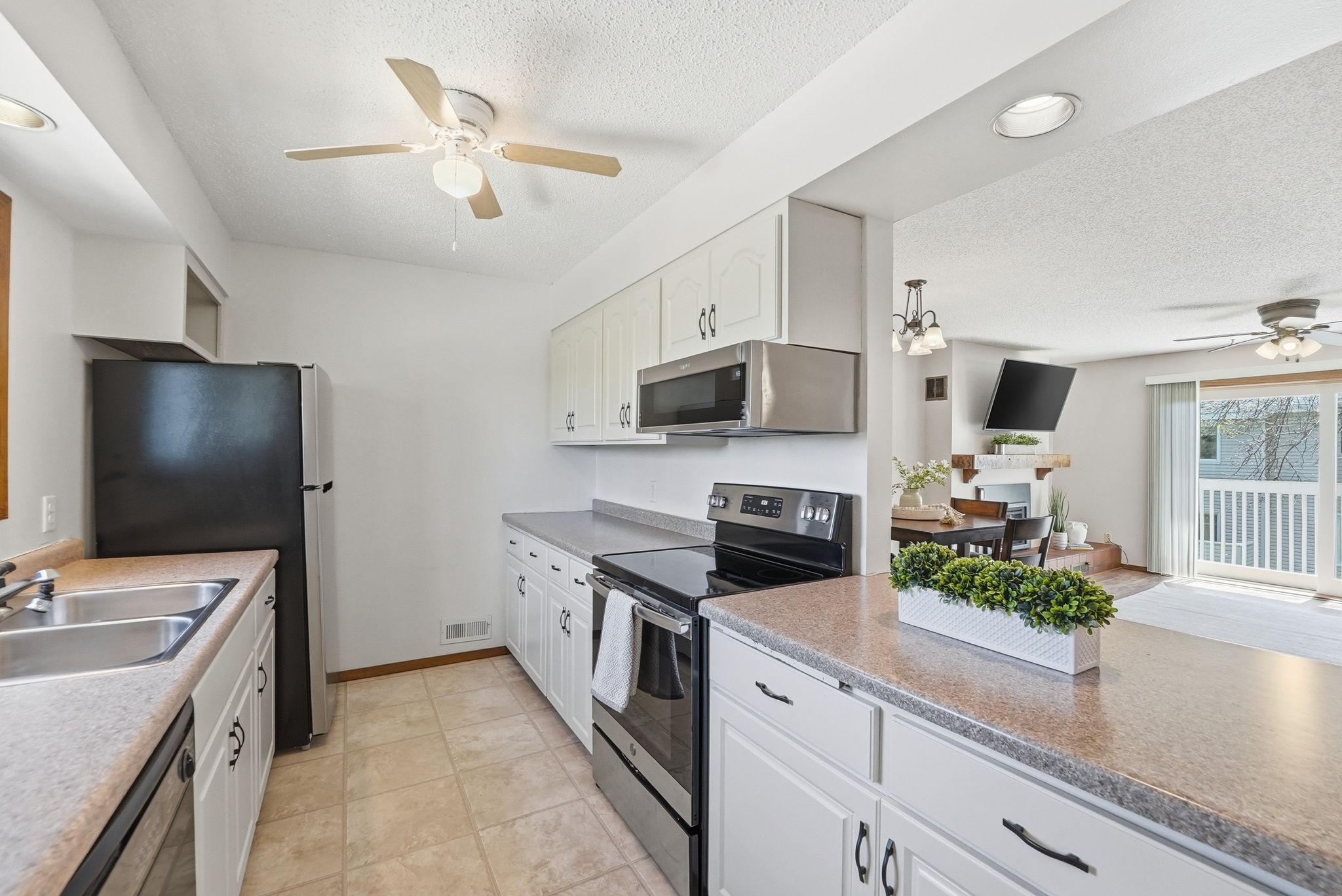 Stainless steel appliances throughout this kitchen.