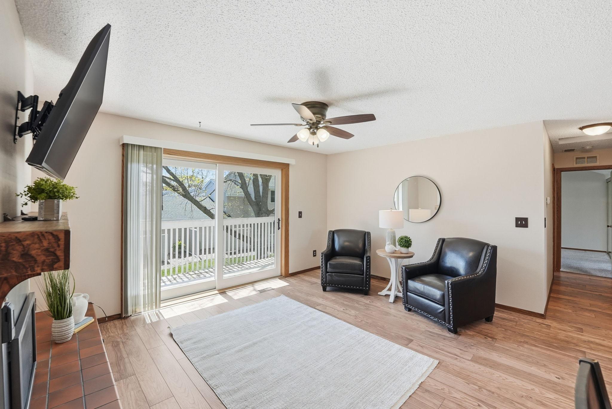 Ceiling fan enhances year-round comfort and energy efficiency.