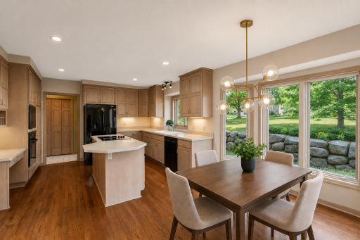 Informal dining room with one of multiple accesses to the beautiful back yard (Virtually staged & enhanced)