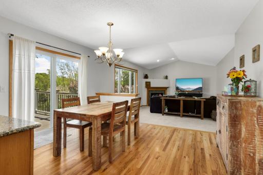 Kitchen leads to the main floor vaulted family room