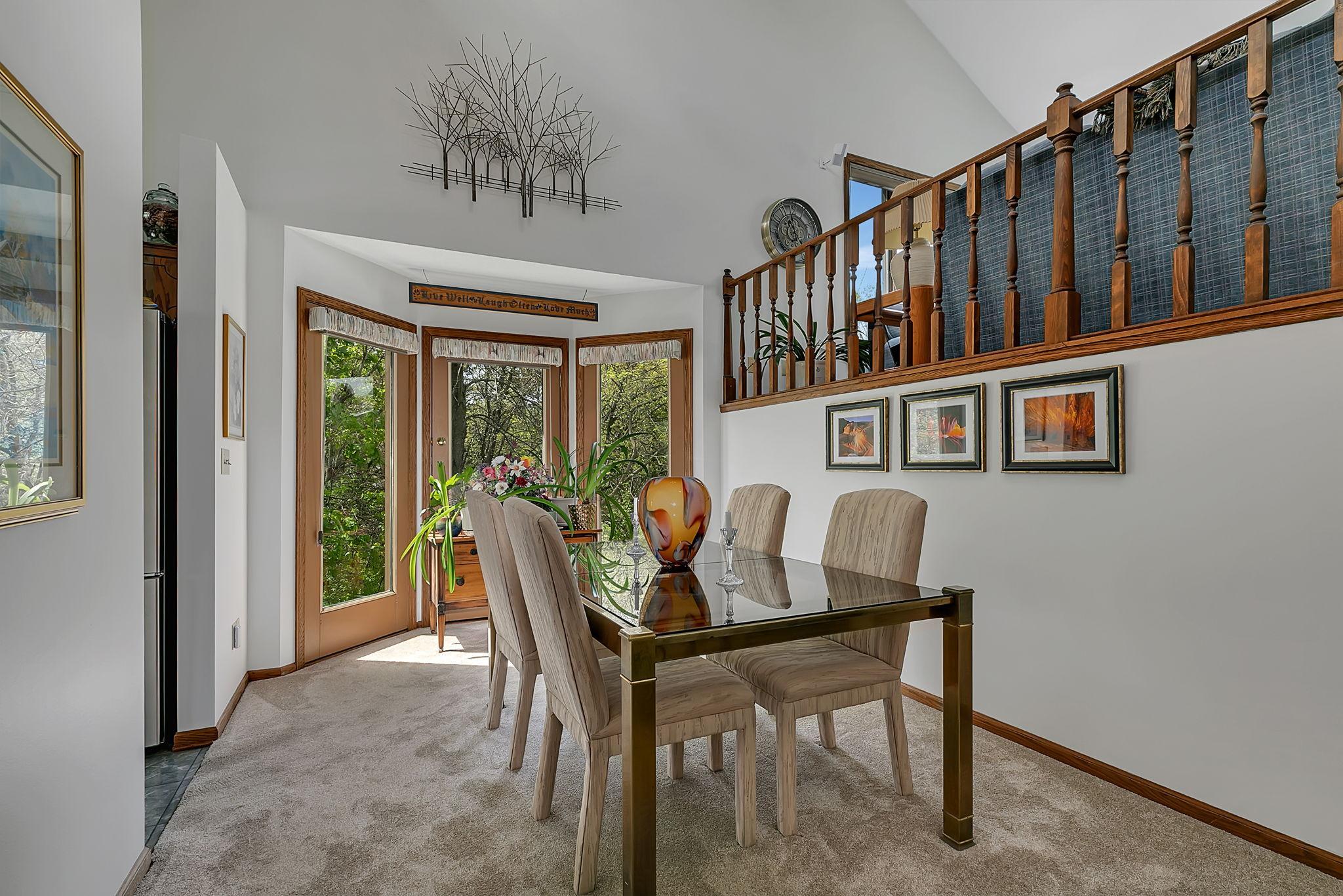 Adjacent to the kitchen for easy access to meals.
