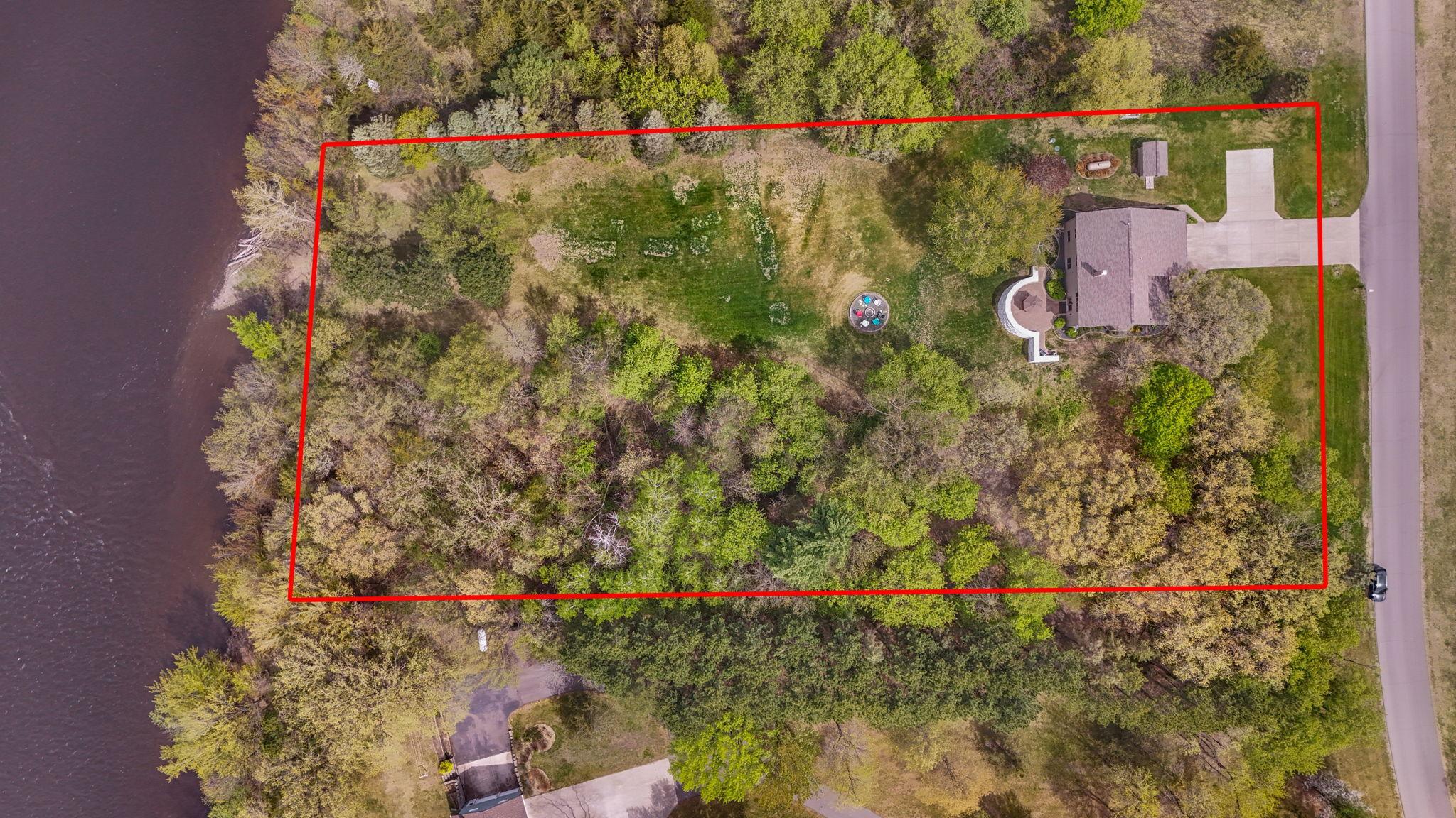 Red line showing property lines.