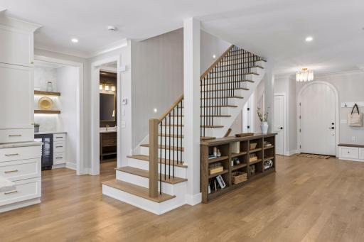 White Oak Stairs + Elegant Powder Bath