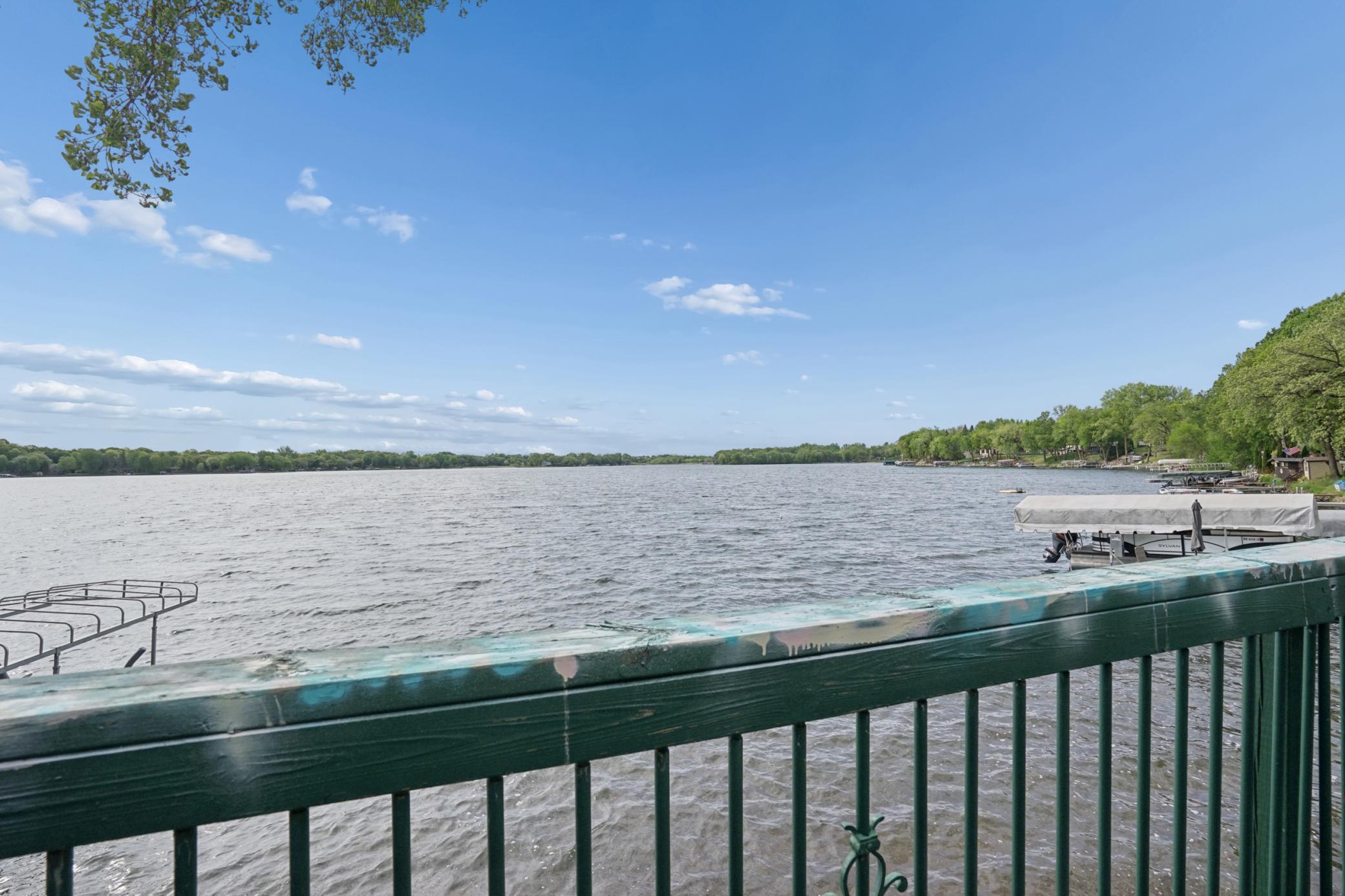 Wow, what an amazing view! TO the left, there is a Loon nesting platform set out annually by the Cedar Lake Association.
