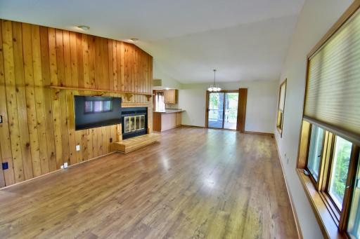 Vaulted ceiling in the living room/dining area make this feel even larger than it is!