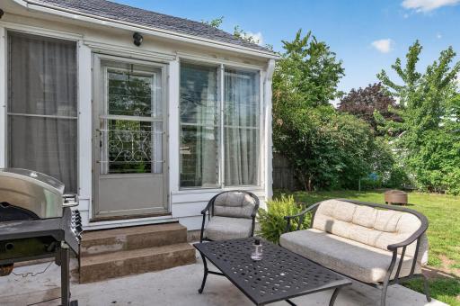 Newly poured patio (2025) creates the perfect setting for outdoor dining and summer gatherings.