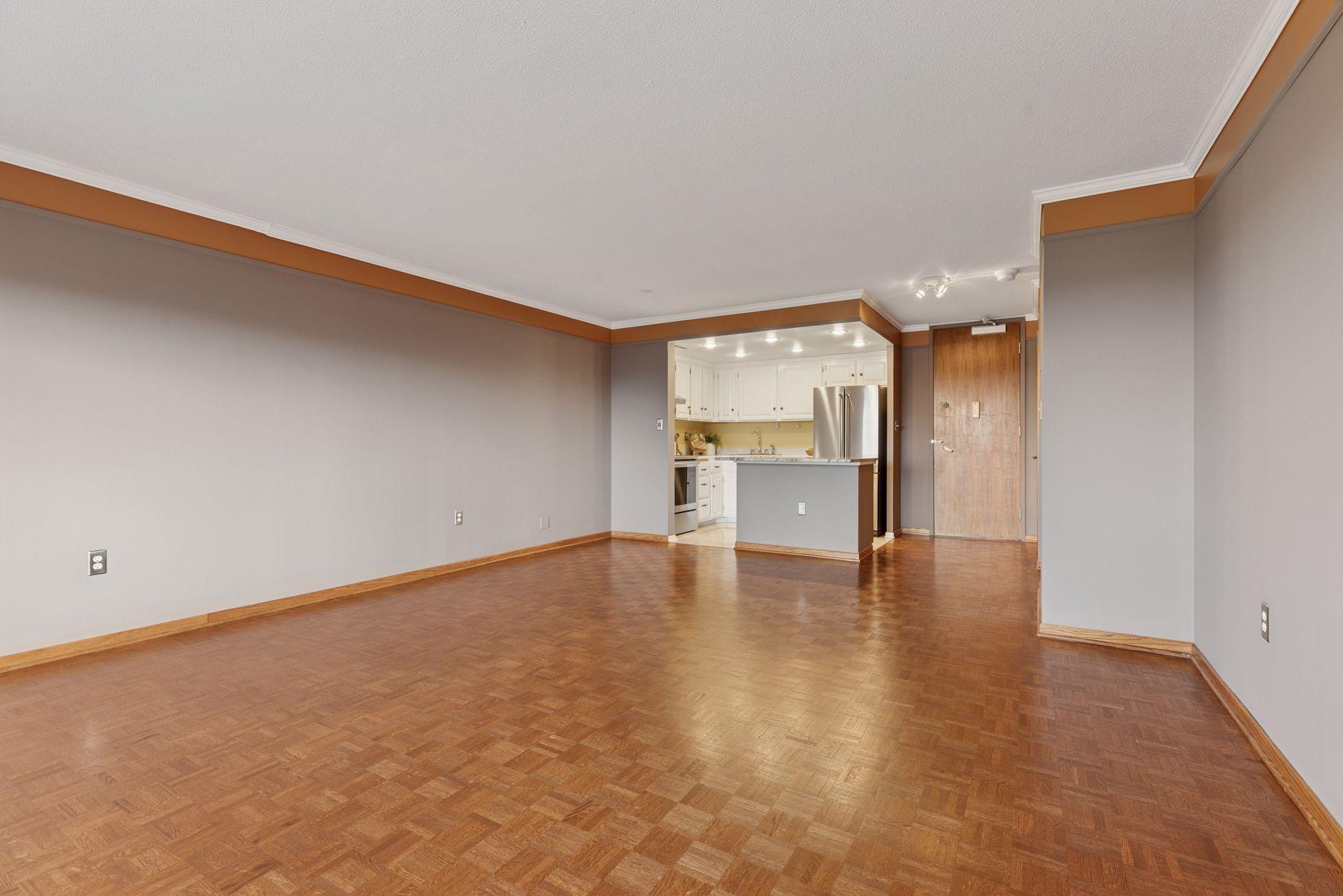 Open living area and kitchen