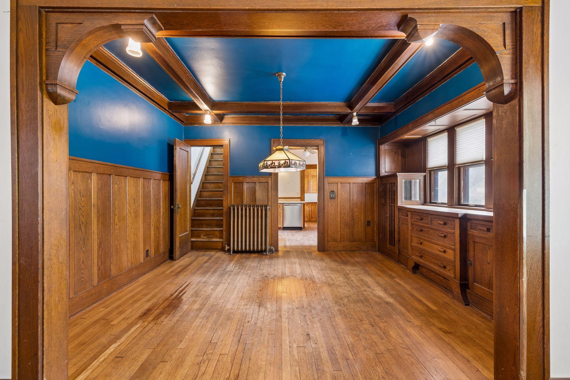 Lovely box beams in dining room