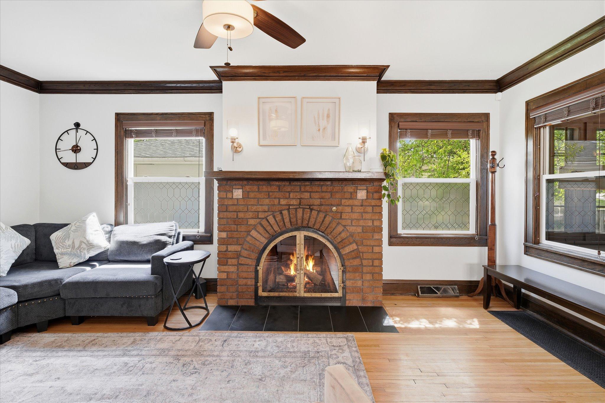 Cozy Fireplace w/sconces. Chimney rebuilt 2022