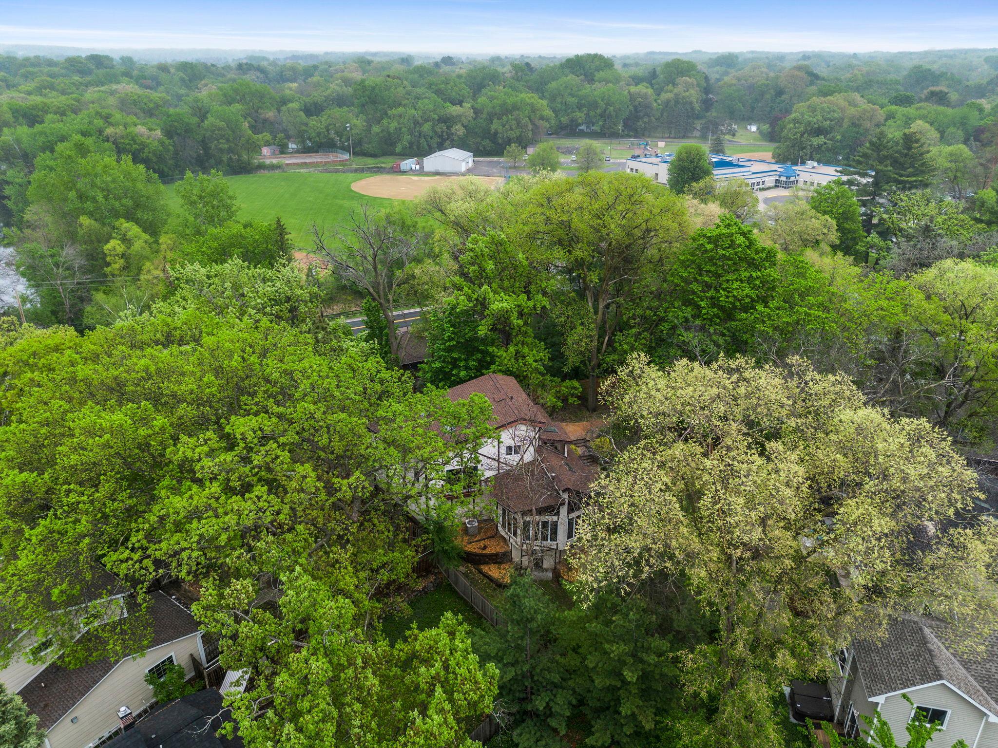 Aerial view to the back of the house