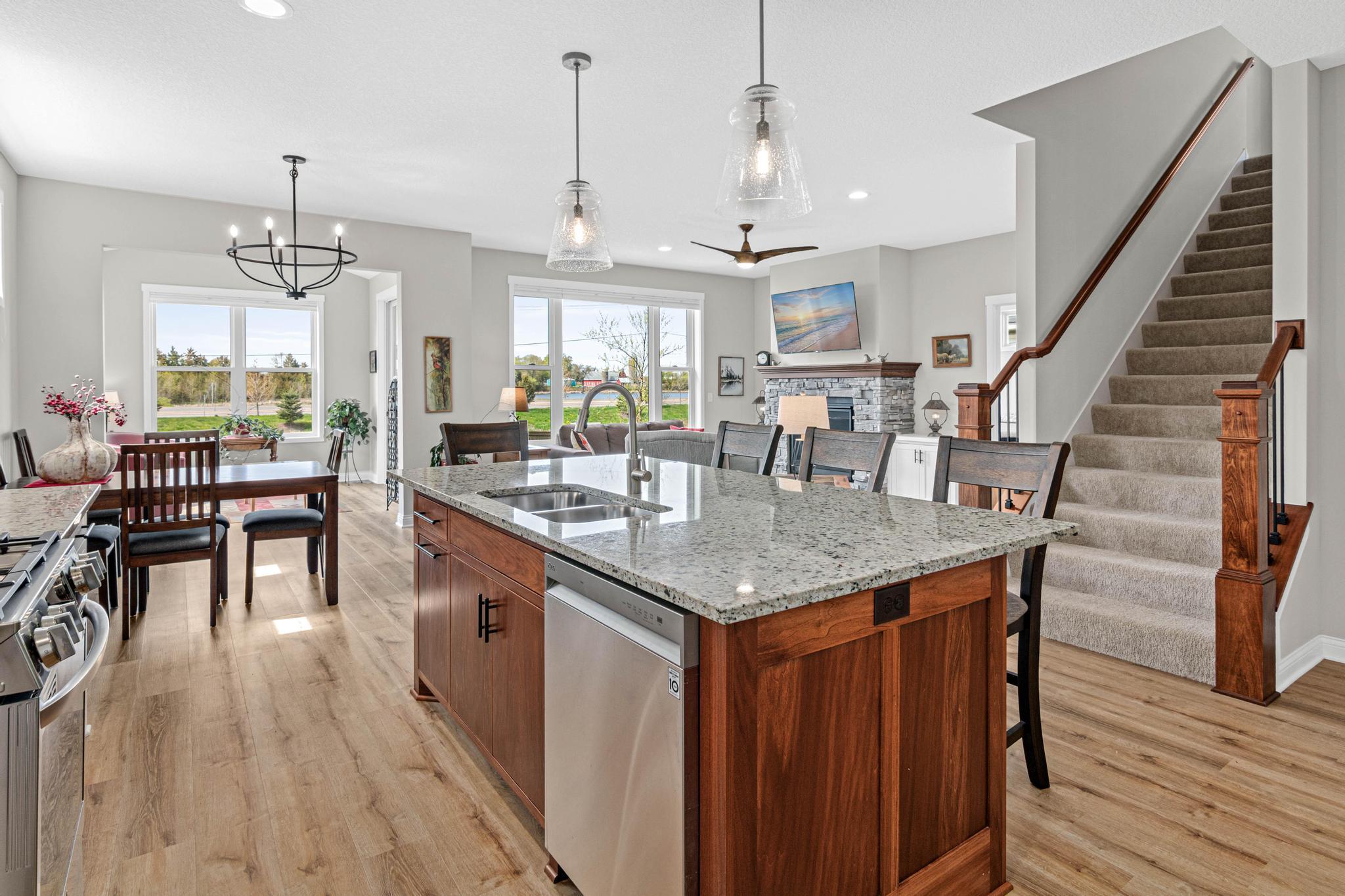 Kitchen features large center island