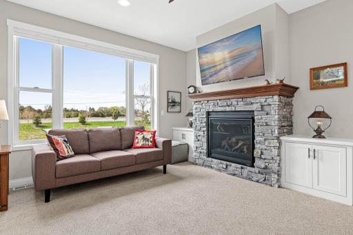 Cozy up to the gas fireplace when the weather turns cool.