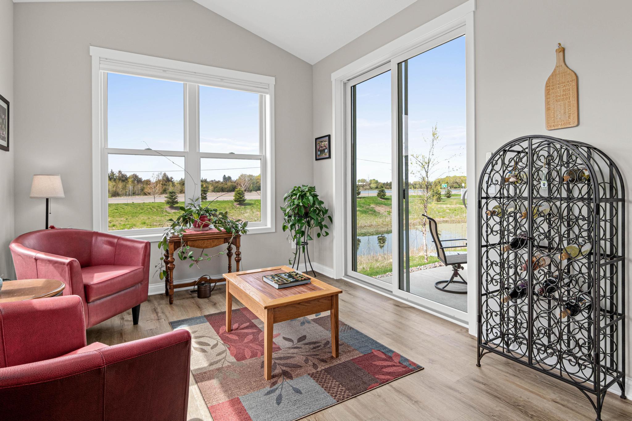 Step out onto your patio to enjoy the wildlife-filled pond.
