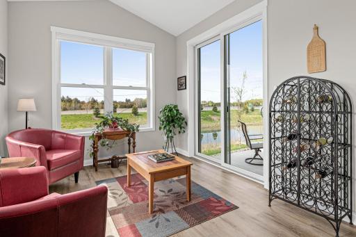 Step out onto your patio to enjoy the wildlife-filled pond.