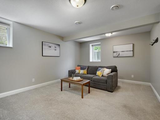 An egress window brings in nice natural light to the lower level family room.
