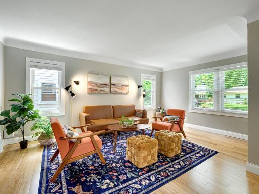 This is such a bright living area with south and west facing windows.