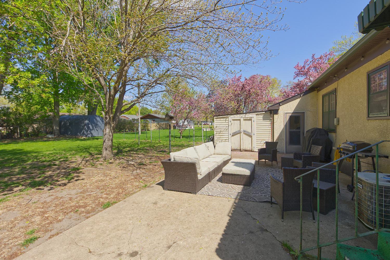 Patio and storage shed
