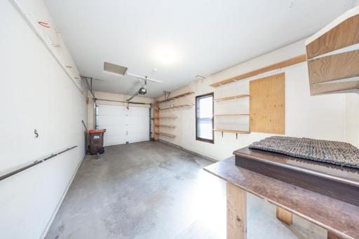 Oversized one car garage with lots of storage